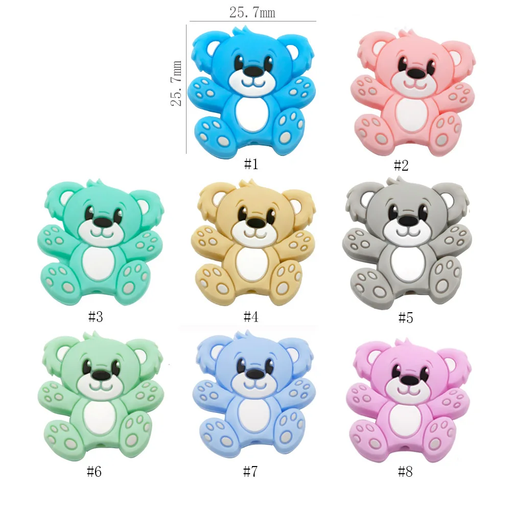 Cute-idea 10pcs/lot Silicone Teether Beads Food Grade Animal Chewable Beads DIY Pacifier Chain Toys Accessories Baby Product