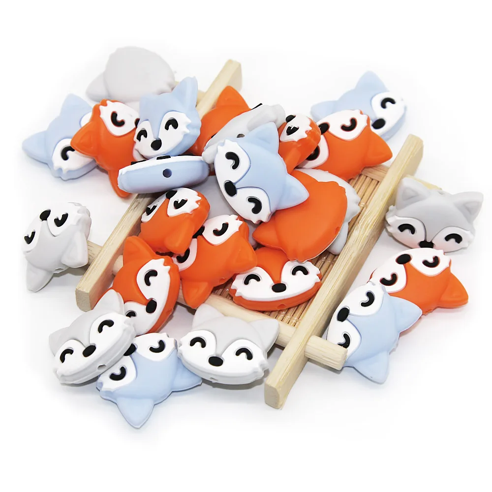 Cute-idea 10pcs/lot Silicone Teether Beads Food Grade Animal Chewable Beads DIY Pacifier Chain Toys Accessories Baby Product