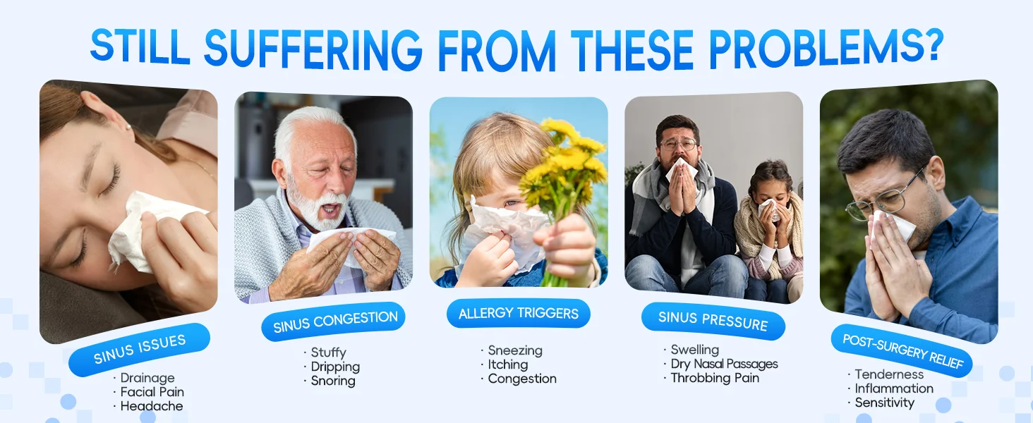 Electric Nasal Rinse Irrigation Self-Cleaning with Auto Waste Collection, 30 Salt Packets for Sinus Discomfort Relief