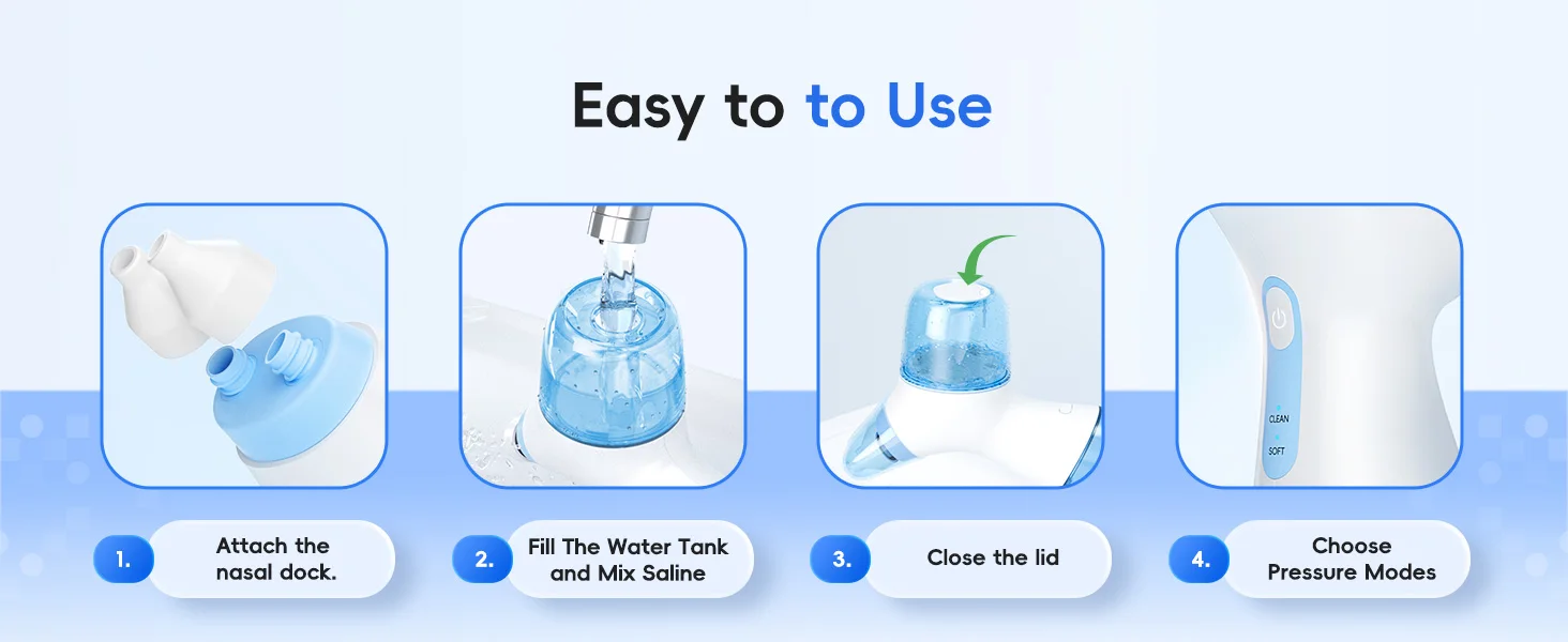 Electric Nasal Rinse Irrigation Self-Cleaning with Auto Waste Collection, 30 Salt Packets for Sinus Discomfort Relief
