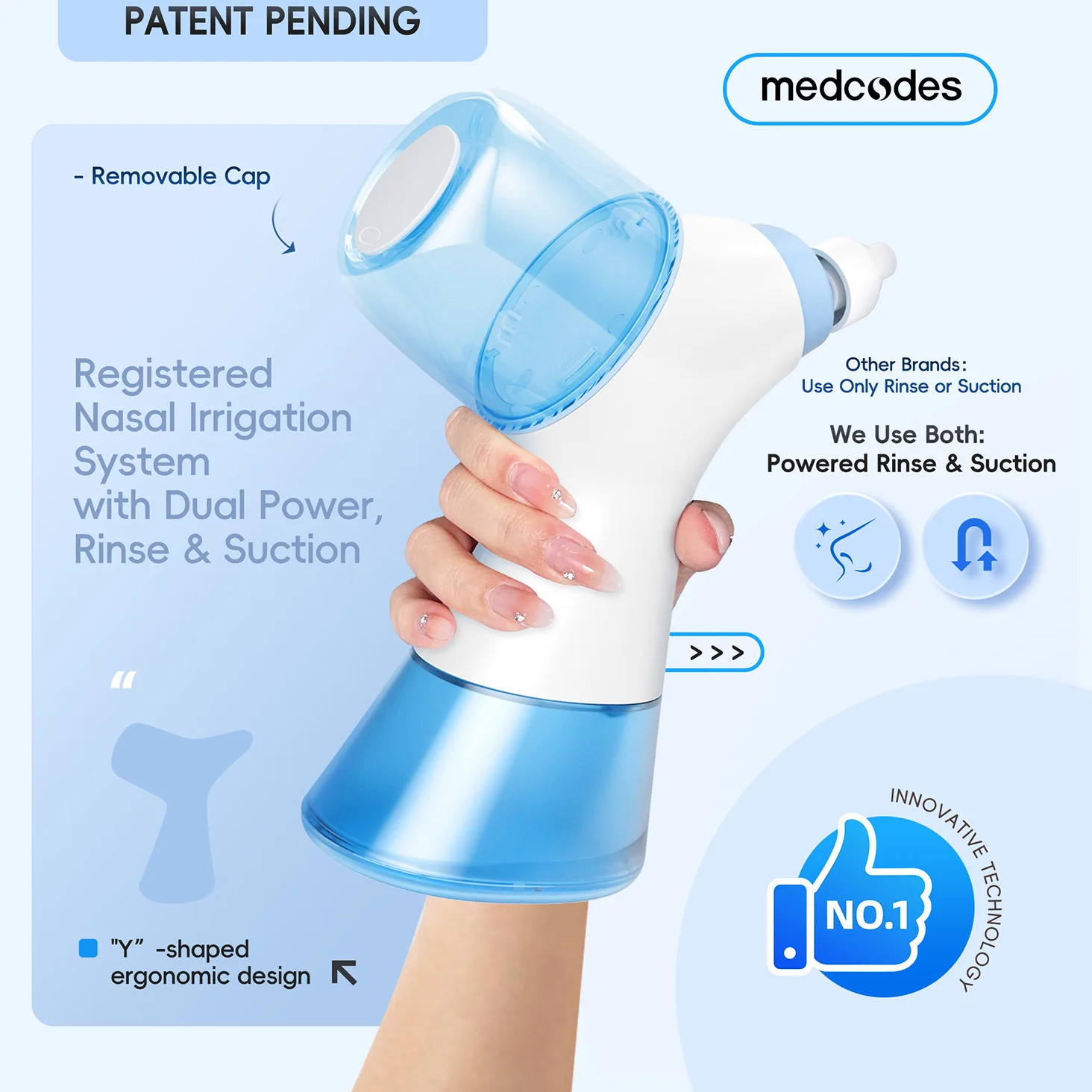 Electric Nasal Rinse Irrigation Self-Cleaning with Auto Waste Collection, 30 Salt Packets for Sinus Discomfort Relief
