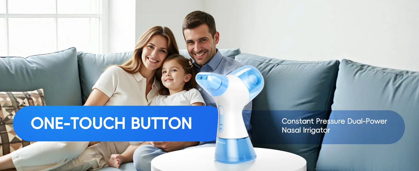 Electric Nasal Rinse Irrigation Self-Cleaning with Auto Waste Collection, 30 Salt Packets for Sinus Discomfort Relief