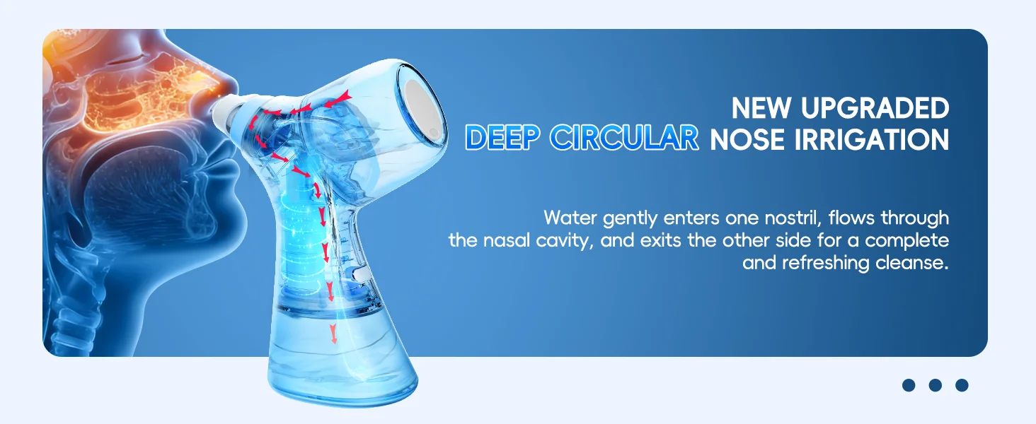 Electric Nasal Rinse Irrigation Self-Cleaning with Auto Waste Collection, 30 Salt Packets for Sinus Discomfort Relief