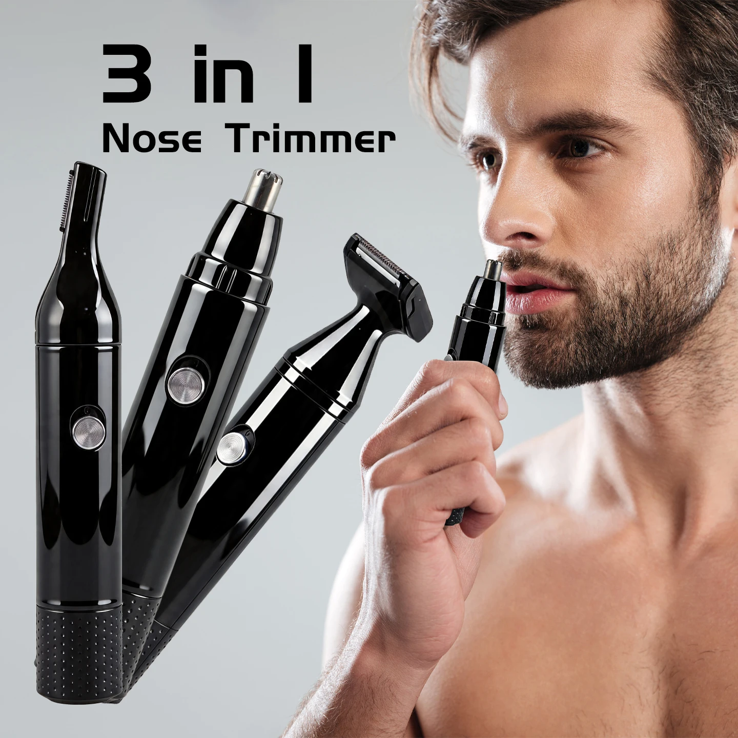 AUTHONE 3 in 1 Electric Nose Ear Hair Trimmer for Men All Purpose Beauty Set Painless Trimming Nose Hair Beard Eyebrow Trimming