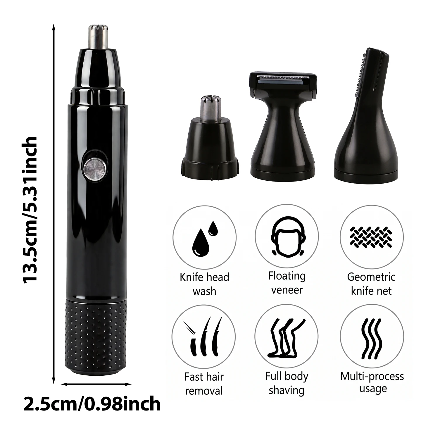AUTHONE 3 in 1 Electric Nose Ear Hair Trimmer for Men All Purpose Beauty Set Painless Trimming Nose Hair Beard Eyebrow Trimming
