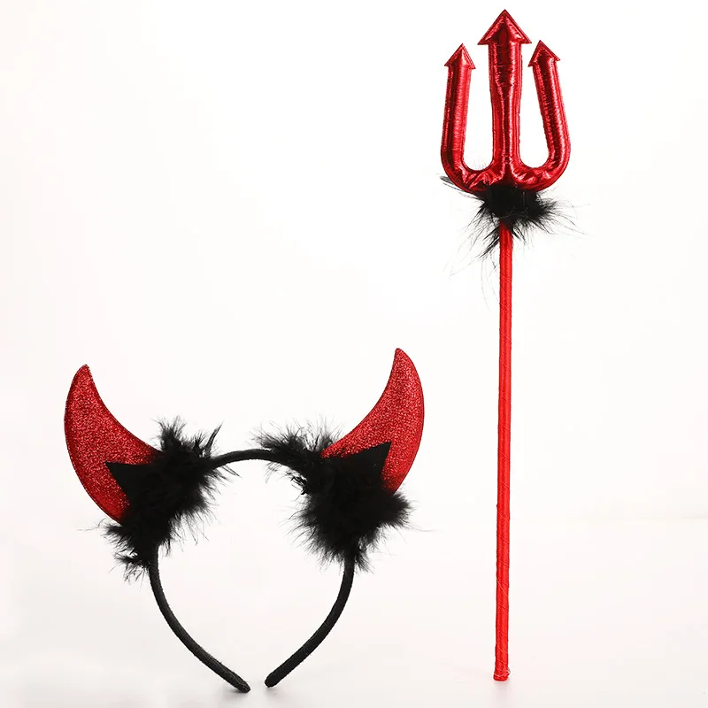 Kids Girl Vampire Devil Character Cosplay Costume Black Red Tulle Gown with Horn Accessory for Halloween Holiday Party