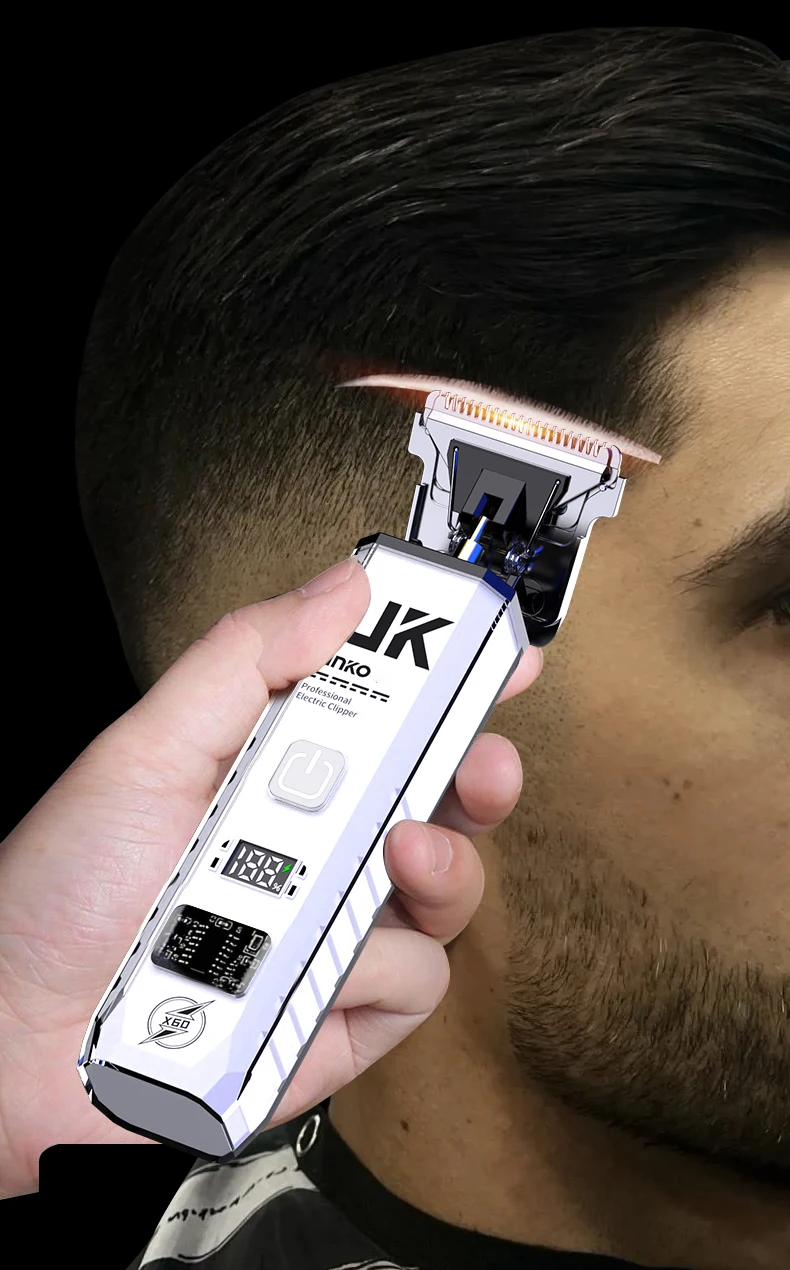 Professional Hair Clipper for Men Digital Display Electric Hair Trimmer Titanium Blade Rechargeable Beard Cutter with Guide Comb