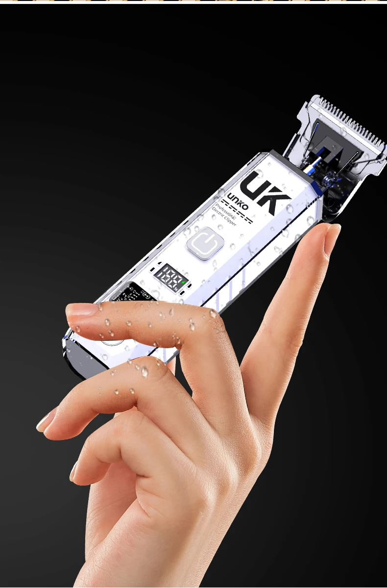 Professional Hair Clipper for Men Digital Display Electric Hair Trimmer Titanium Blade Rechargeable Beard Cutter with Guide Comb