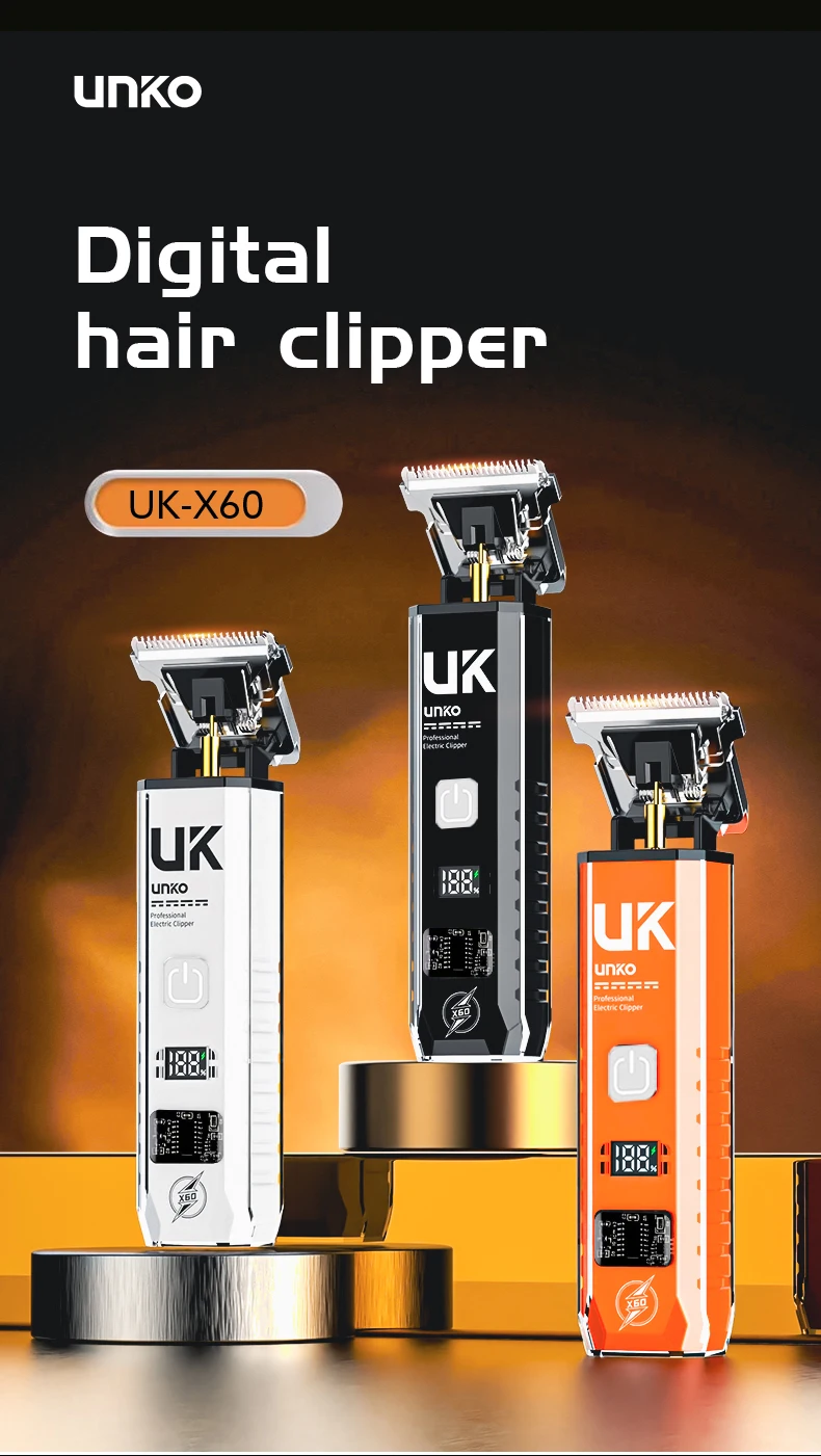 Professional Hair Clipper for Men Digital Display Electric Hair Trimmer Titanium Blade Rechargeable Beard Cutter with Guide Comb