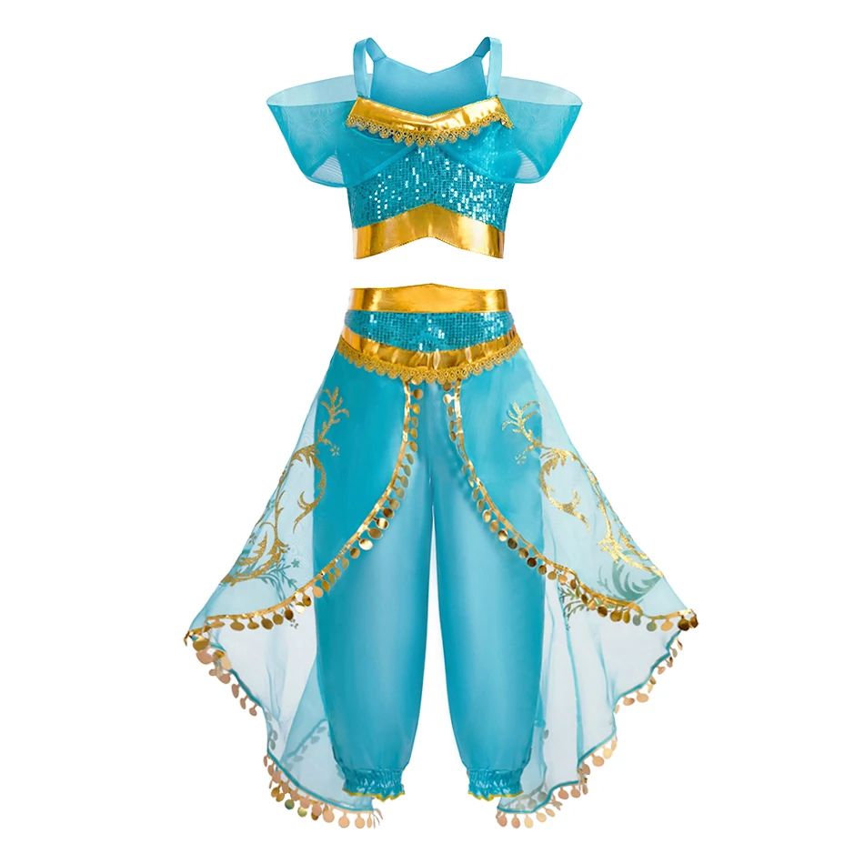 Girls Dress Up Set Kids Mermaid Cosplay Costume Arabian Princess Fancy Clothes Accessories Book Week Halloween Party Outfit