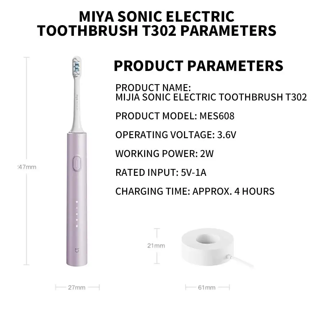 NEW MIJIA Sonic Electric Toothbrush T302 USB Rechargeable IPX8 Waterproof Battery life 150 day 4 Modes Toothbrushes Whitening