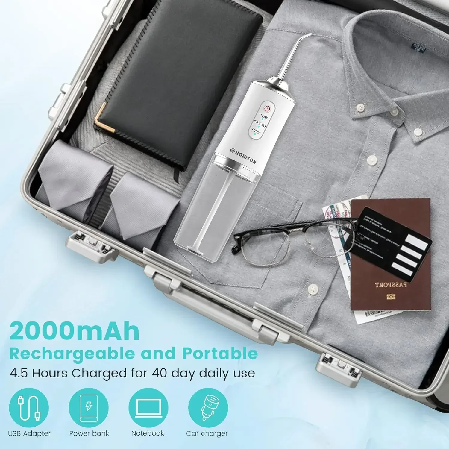 2026 Powerful Water Oral Irrigation Irrigator Ipx7 USB PortableJet Tools Pick Teeth 200ML 4 Nozzles Mouth Oral Cleaning Agents