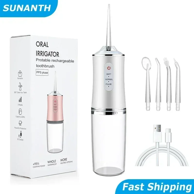 2026 Powerful Water Oral Irrigation Irrigator Ipx7 USB PortableJet Tools Pick Teeth 200ML 4 Nozzles Mouth Oral Cleaning Agents
