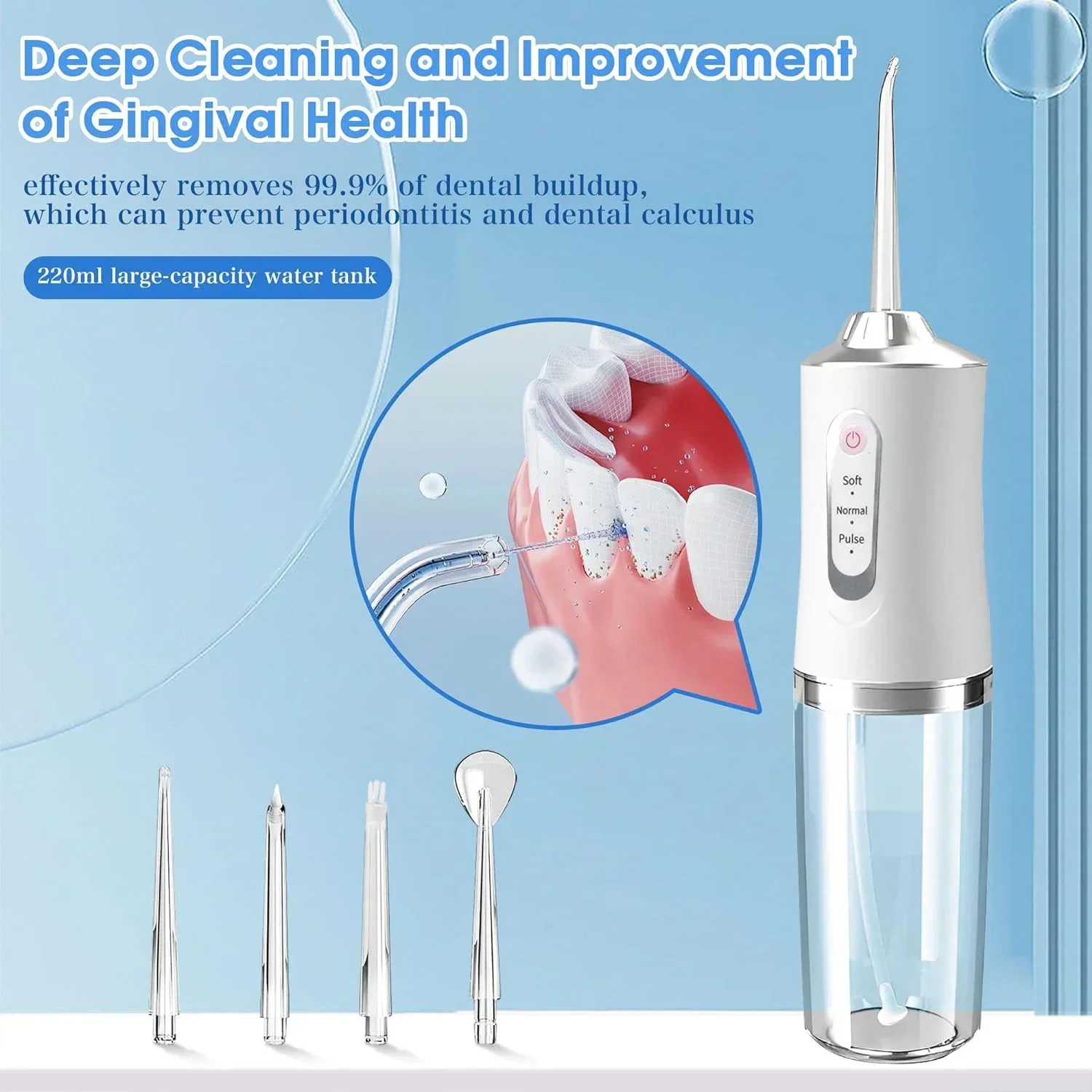 2026 Powerful Water Oral Irrigation Irrigator Ipx7 USB PortableJet Tools Pick Teeth 200ML 4 Nozzles Mouth Oral Cleaning Agents