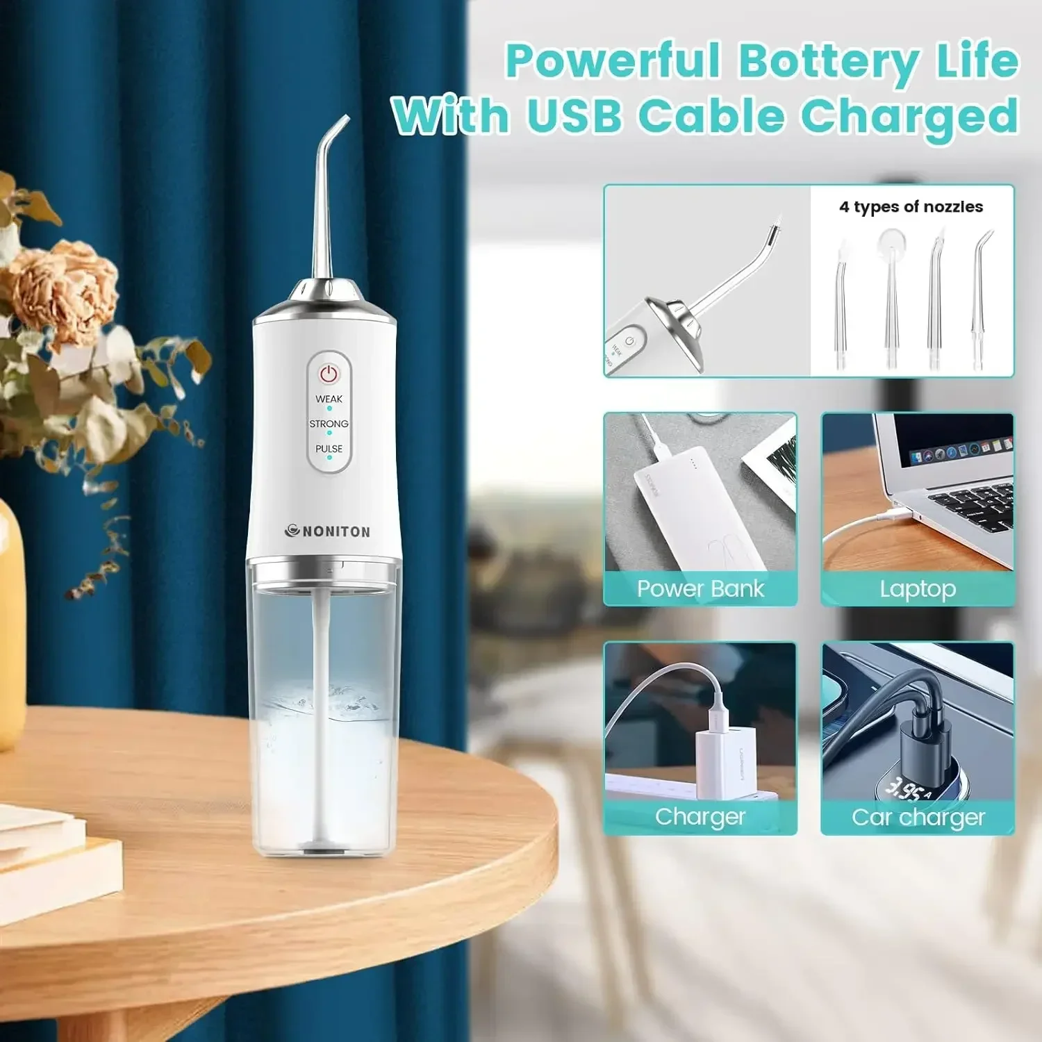 2026 Powerful Water Oral Irrigation Irrigator Ipx7 USB PortableJet Tools Pick Teeth 200ML 4 Nozzles Mouth Oral Cleaning Agents