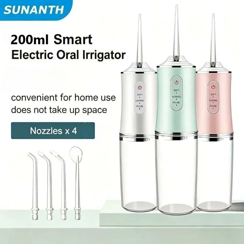 2026 Powerful Water Oral Irrigation Irrigator Ipx7 USB PortableJet Tools Pick Teeth 200ML 4 Nozzles Mouth Oral Cleaning Agents