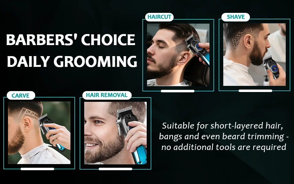 Men Electric Hair Trimmer LCD Screen Rechargeable Cordless Barber Hair Clipper Set Electric Hair Cutting Hair Trimmer