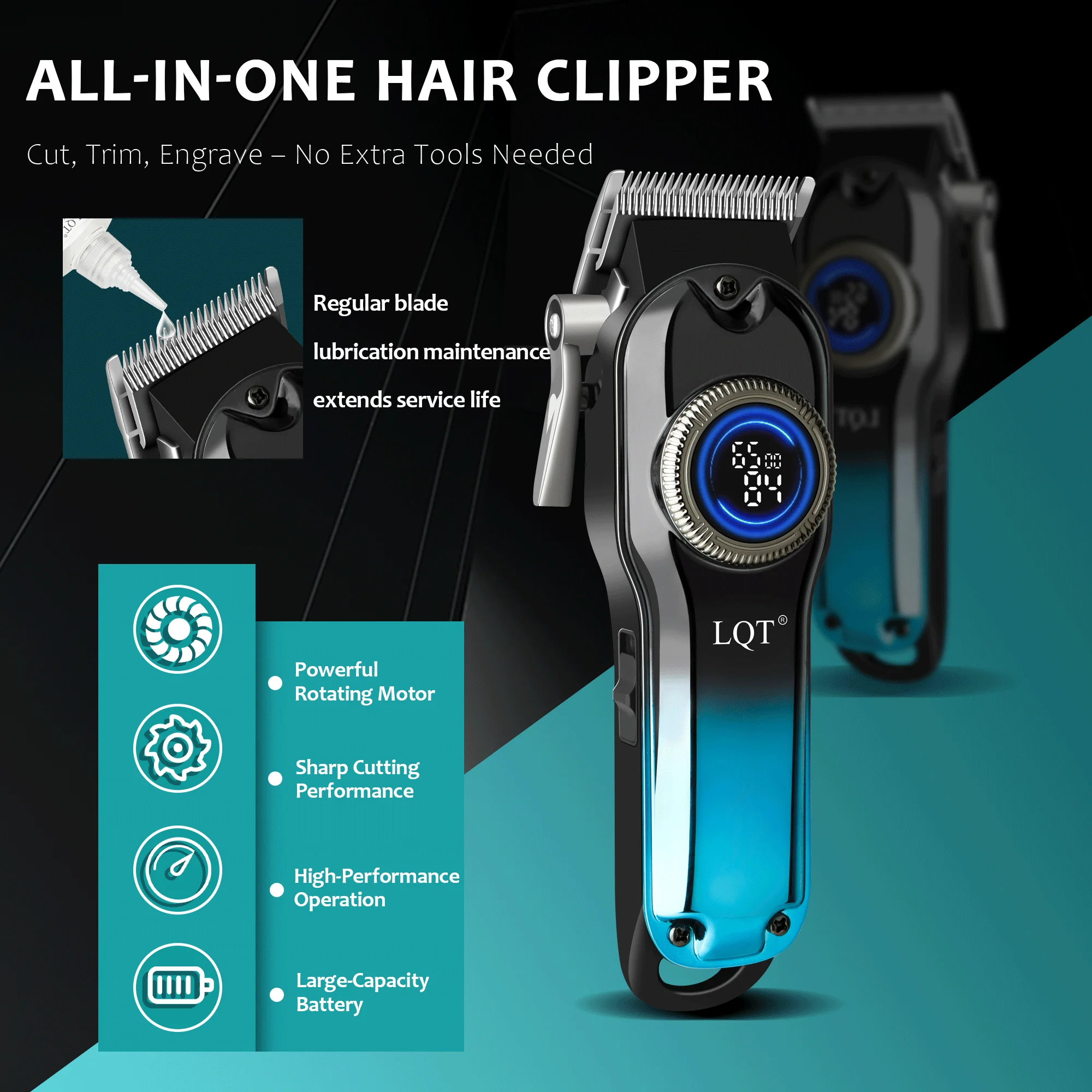 Men Electric Hair Trimmer LCD Screen Rechargeable Cordless Barber Hair Clipper Set Electric Hair Cutting Hair Trimmer