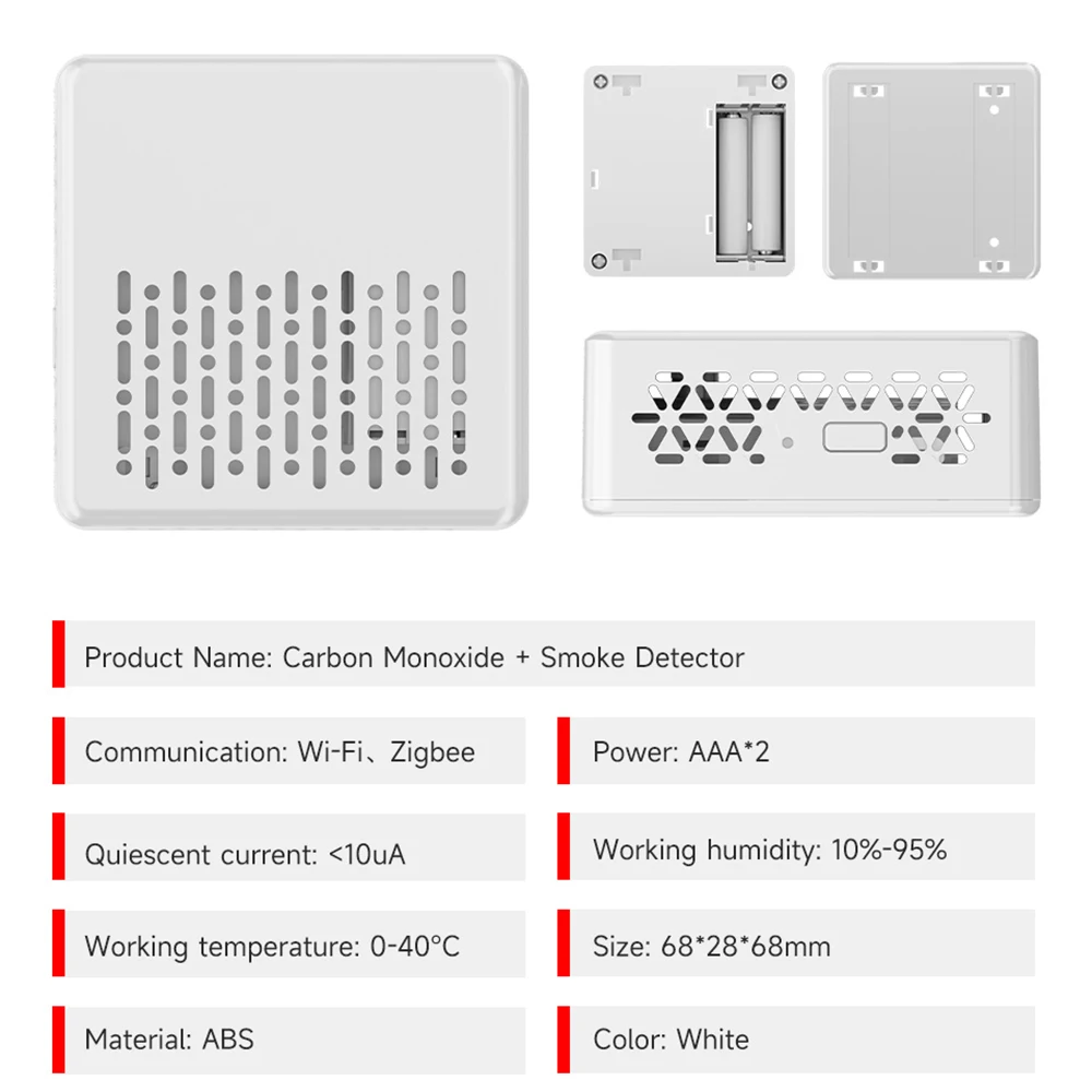 Tuya 2 In 1 ZigBee Version Smoke Fire Sound Alarm Sensor, Smart CO & Smoke Detector, Gas Detector Need Gateway
