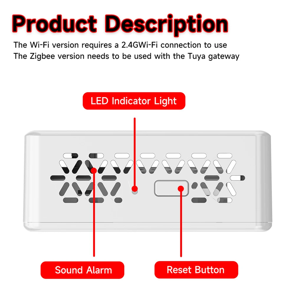 Tuya 2 In 1 ZigBee Version Smoke Fire Sound Alarm Sensor, Smart CO & Smoke Detector, Gas Detector Need Gateway