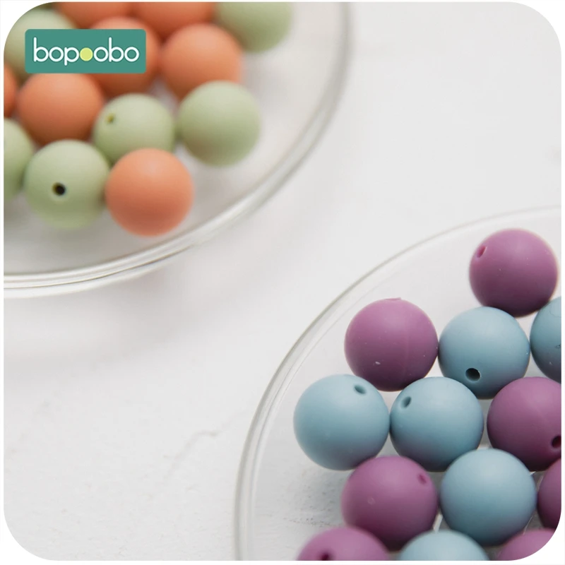 Bopoobo 12/15/20mm 10pc Silicone Beads Food Grade Baby Teething Beads DIY Nursing Bracelet Silicone Tiny Rod DIY Baby Teether
