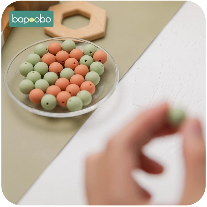 Bopoobo 12/15/20mm 10pc Silicone Beads Food Grade Baby Teething Beads DIY Nursing Bracelet Silicone Tiny Rod DIY Baby Teether