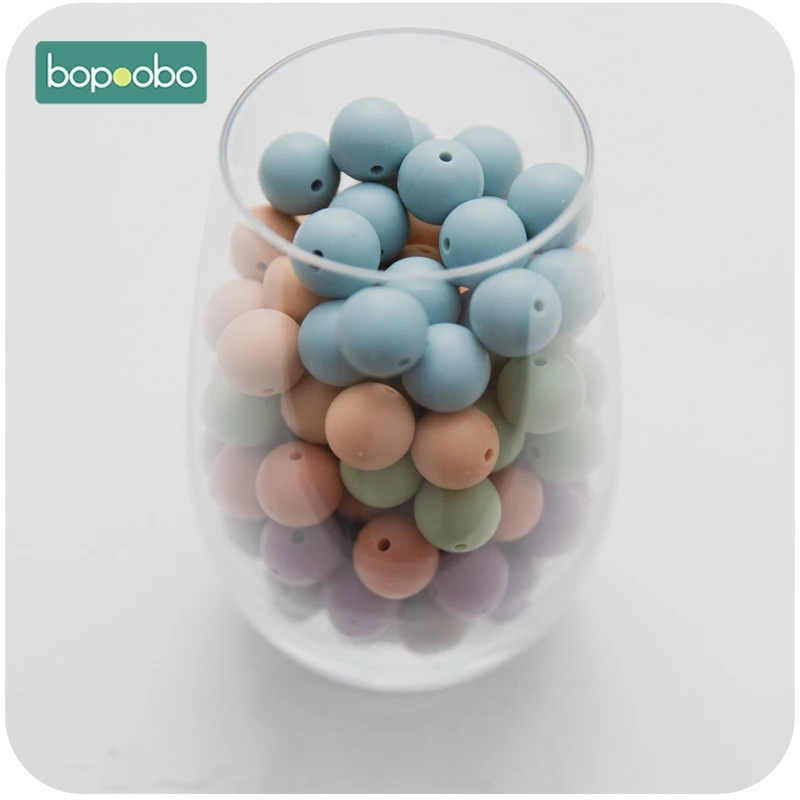 Bopoobo 12/15/20mm 10pc Silicone Beads Food Grade Baby Teething Beads DIY Nursing Bracelet Silicone Tiny Rod DIY Baby Teether