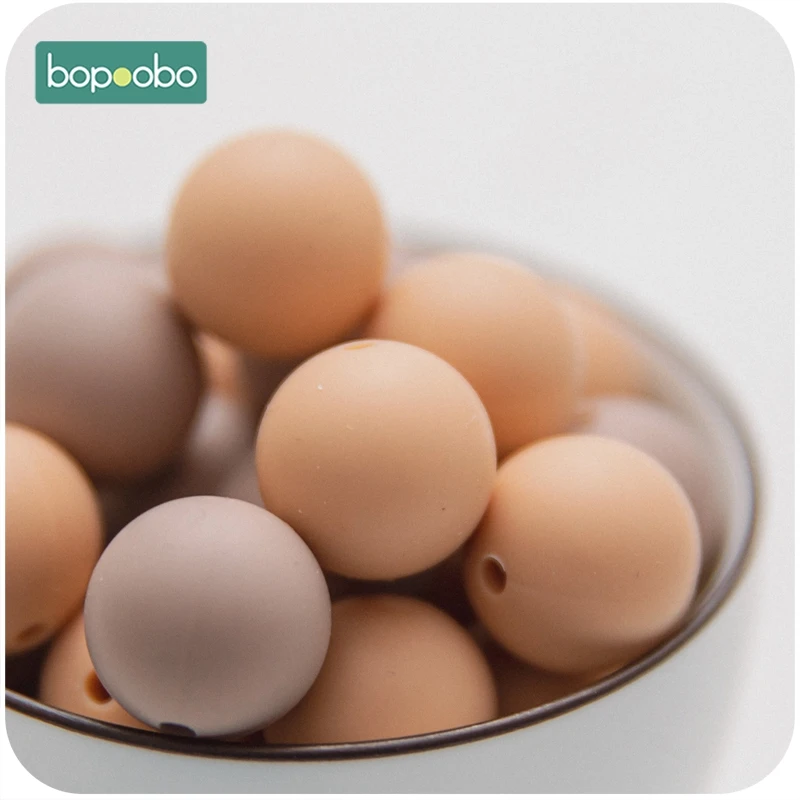 Bopoobo 12/15/20mm 10pc Silicone Beads Food Grade Baby Teething Beads DIY Nursing Bracelet Silicone Tiny Rod DIY Baby Teether