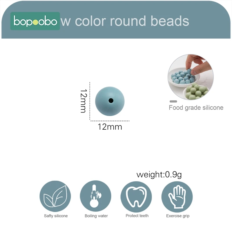 Bopoobo 12/15/20mm 10pc Silicone Beads Food Grade Baby Teething Beads DIY Nursing Bracelet Silicone Tiny Rod DIY Baby Teether
