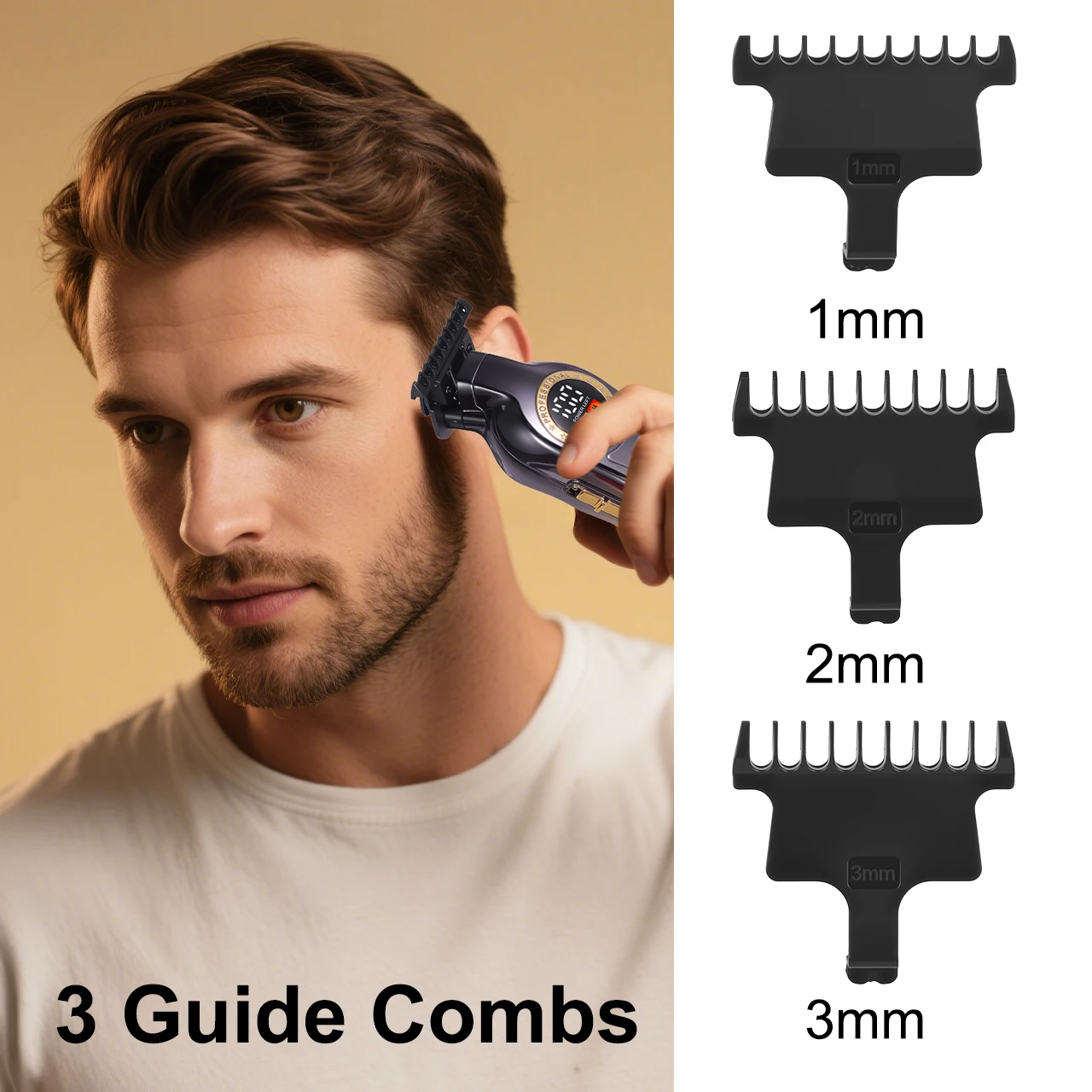 Hatteker Professional Carving Thinning Shears Men Digital Display Electric Hair Clipper Salon Pompadour Haircut Electric Trimmer