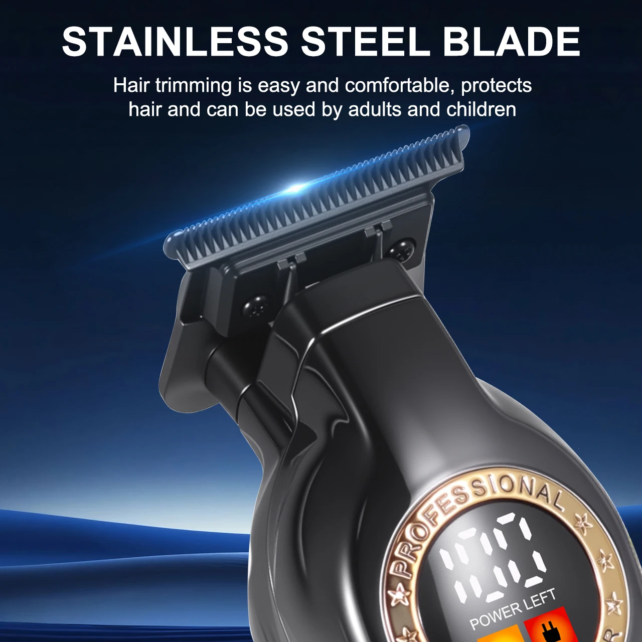 Hatteker Professional Carving Thinning Shears Men Digital Display Electric Hair Clipper Salon Pompadour Haircut Electric Trimmer