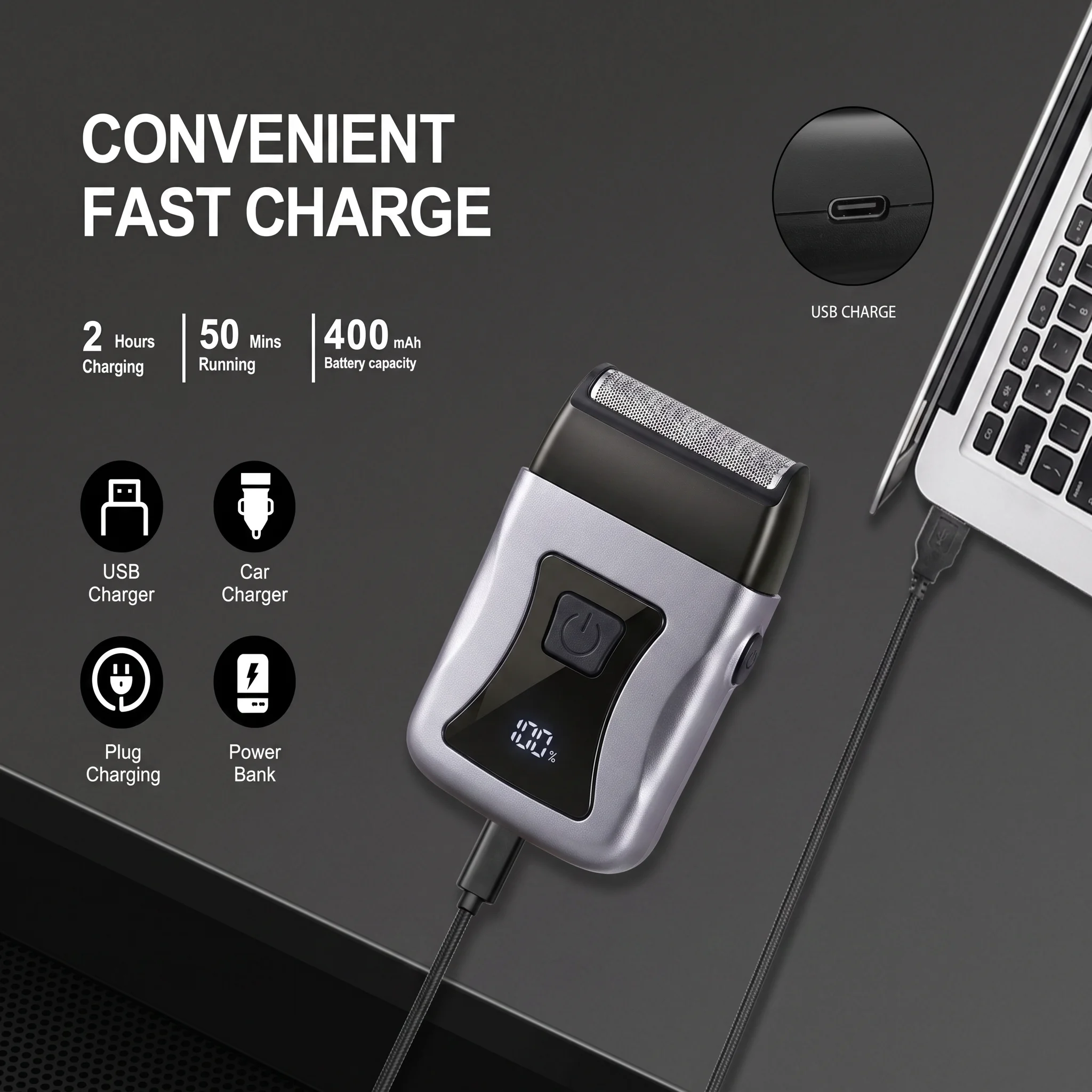 OMUONE New Electric Shaver Professional Beard Trimmer Razor Portable Mini Shaver Reciprocating Shaving Blade USB Charge for Men
