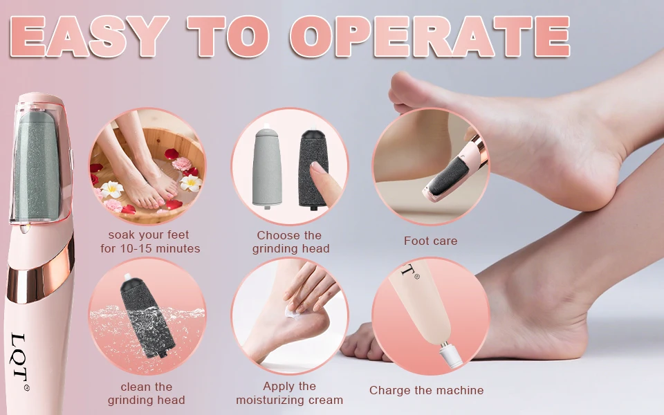 LQT Electric Foot Grinder Automatic Foot Callus Rubbing Pedicure Dead Skin Callus Remover for Foot Beauty Machine