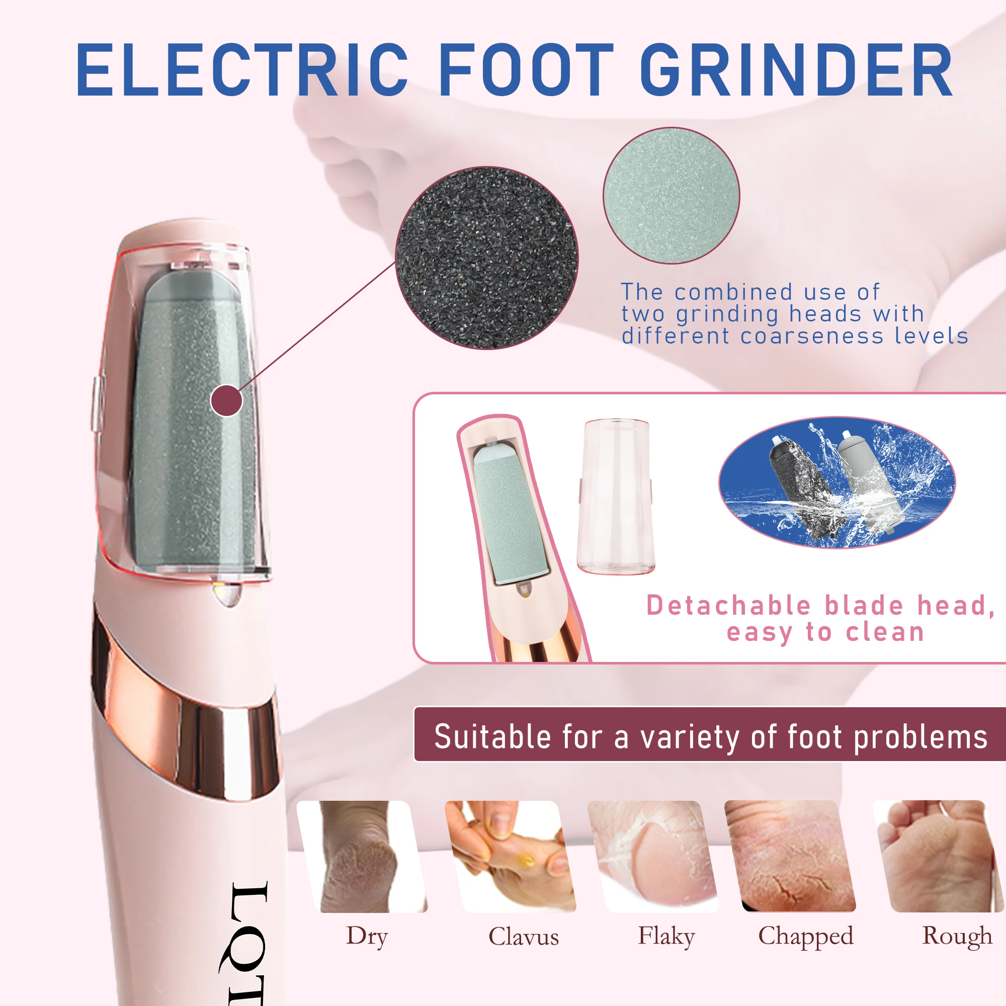 LQT Electric Foot Grinder Automatic Foot Callus Rubbing Pedicure Dead Skin Callus Remover for Foot Beauty Machine