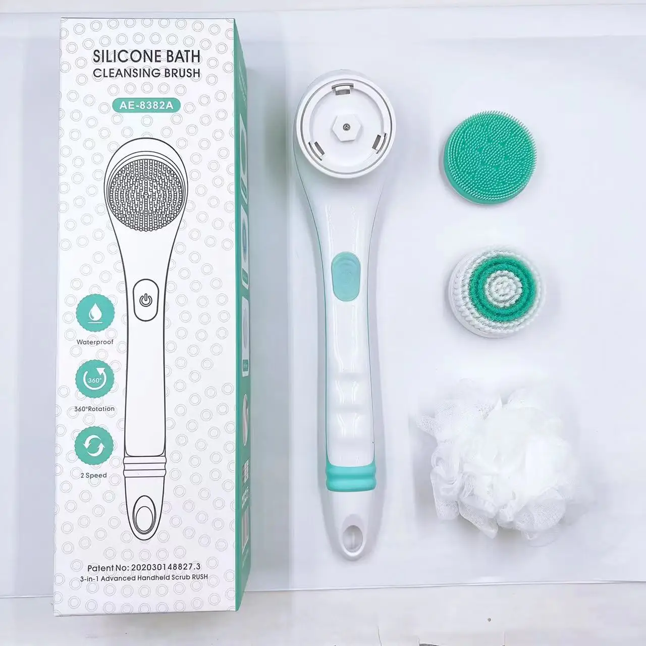 Electric Body Scrubber Shower Brush 4 Interchangeable Heads Rechargeable Bath Brush IPX6 Waterproof Body Massager Deep Cleaning