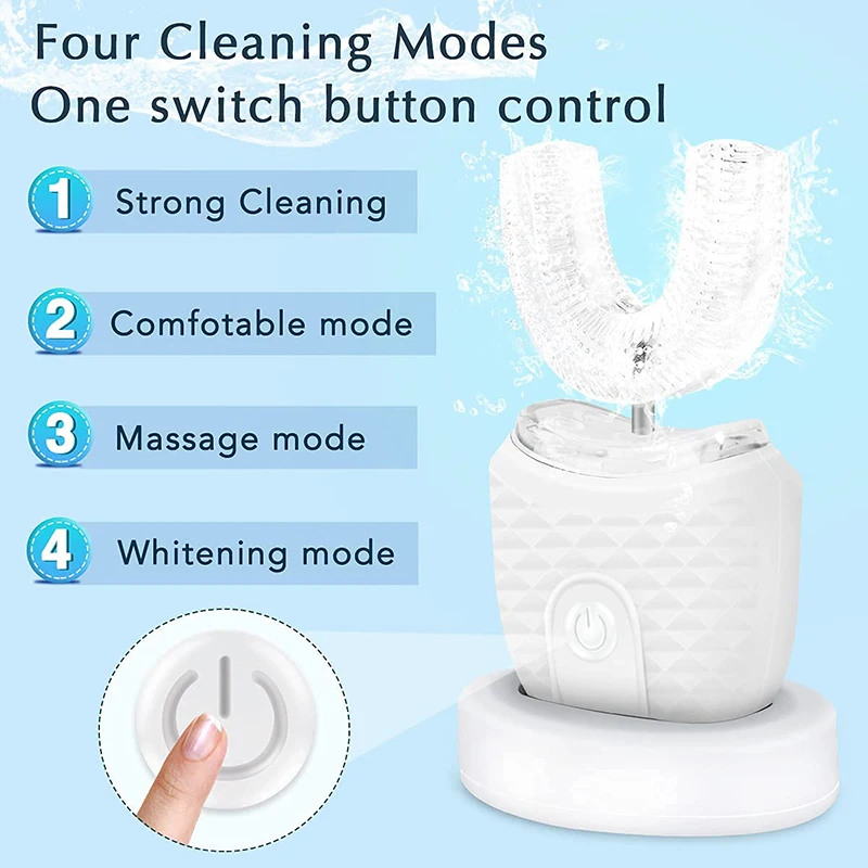 U-Shaped Ultrasonic 360° Automatic Electric Toothbrush Silicone Teeth Whitening Oral Cleaning Tool