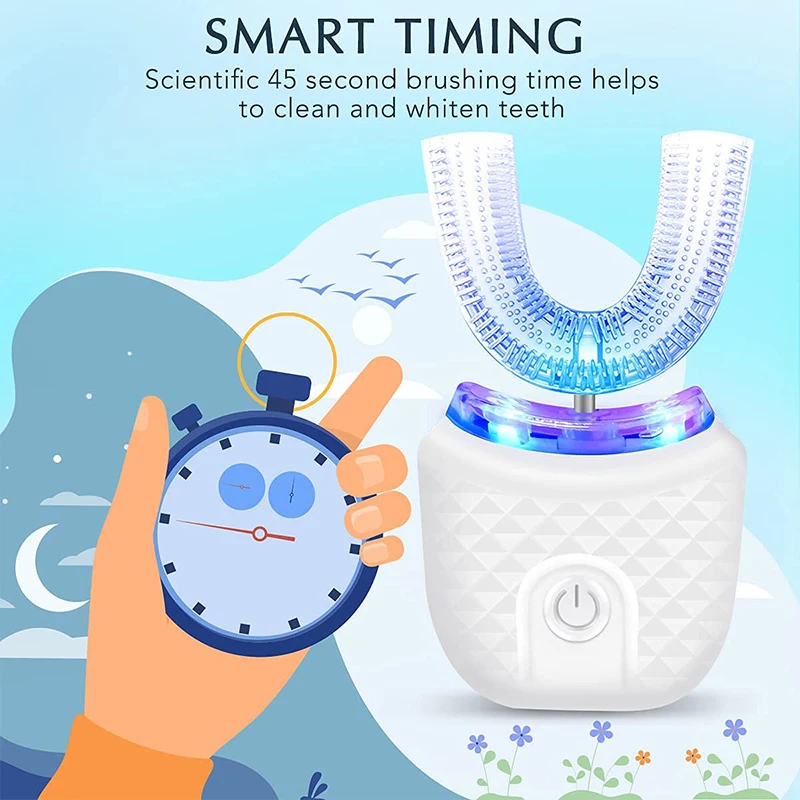 U-Shaped Ultrasonic 360° Automatic Electric Toothbrush Silicone Teeth Whitening Oral Cleaning Tool