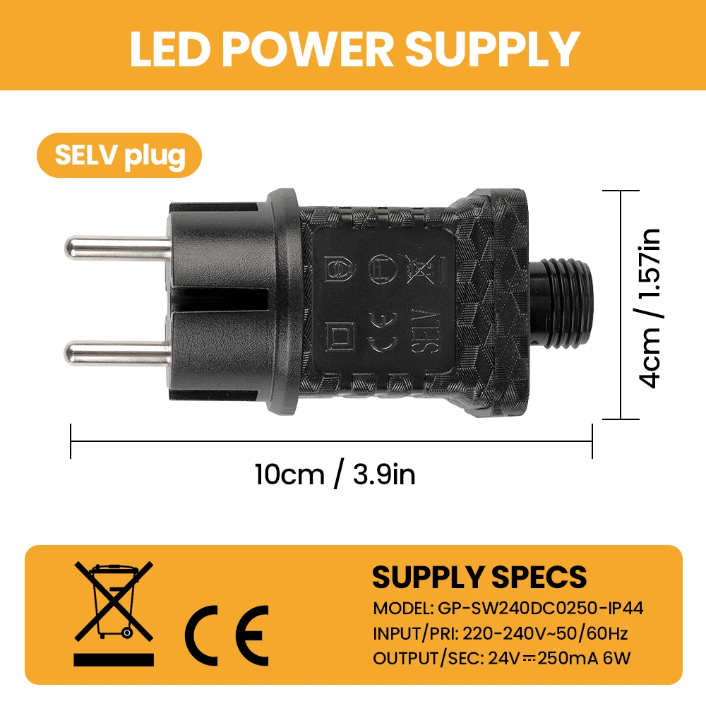 Outdoor String Lights with 24V EU Plug 8-35M/12-60 G40 Bulbs IP44 Waterproof Patio Lights Shatterproof Hanging Connectable G40 Globe LED Garland String Lights for Garden Patio Coffee Party Terrace Decor