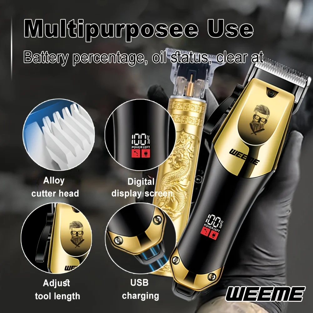 3pcs Men's Electric Hair Clipper Set Home Electric Hair Clipper Set for Home Car Travel, Father's Day Gift