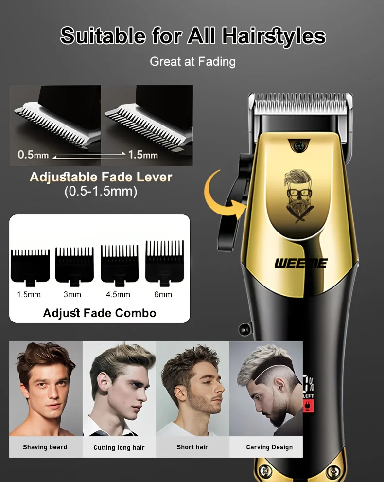 3pcs Men's Electric Hair Clipper Set Home Electric Hair Clipper Set for Home Car Travel, Father's Day Gift
