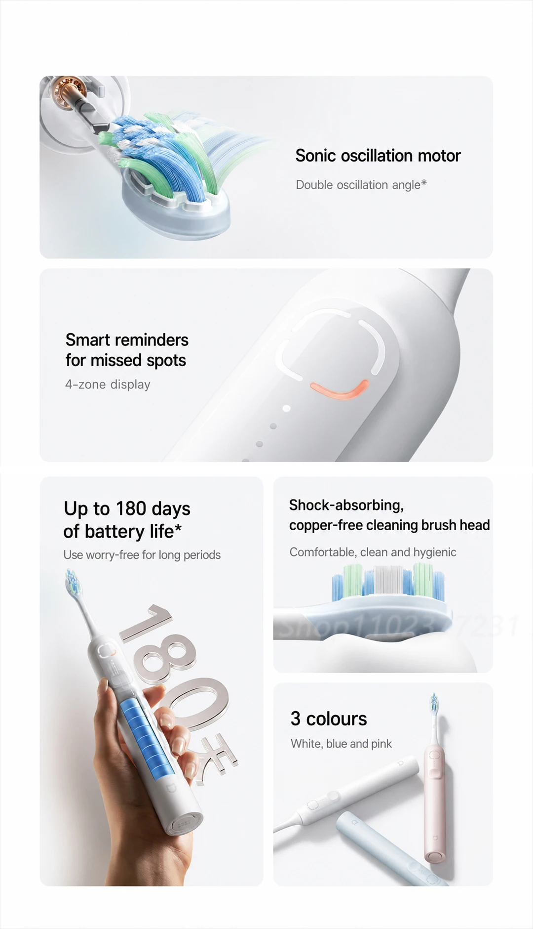 Original Mijia Sonic Toothbrush MES609 Shock-Absorbing Smart Sweep Vibration Teeth Deep Cleaning Electric Tooth Brush 3 Modes
