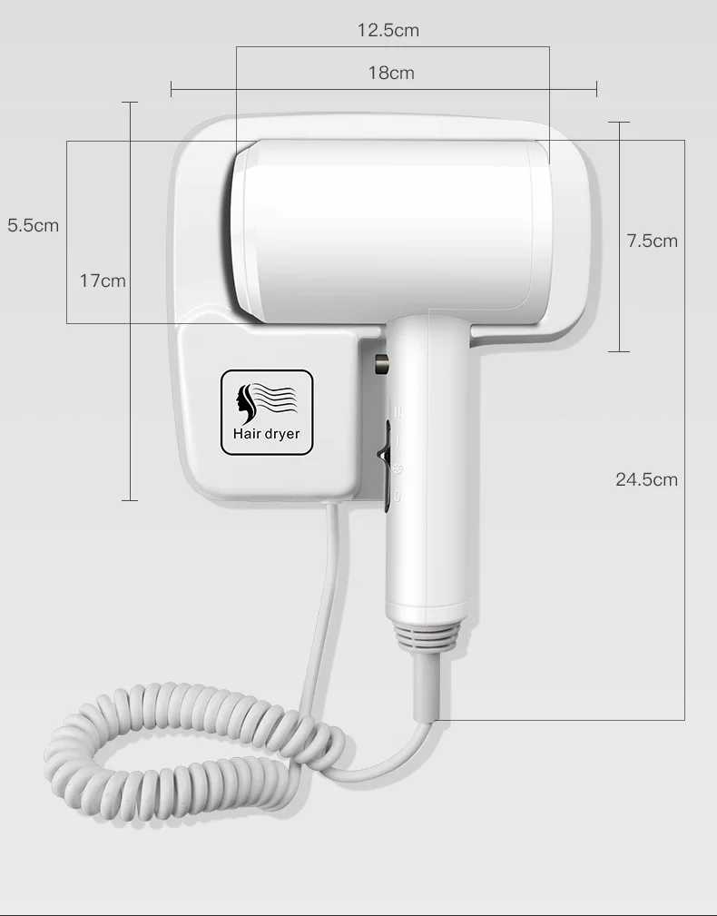 2026 New Five Star Hotel Specific Wall Mounted Non Perforated High Wind Speed Drying Household Bathroom Hair Dryer US/UK/EU