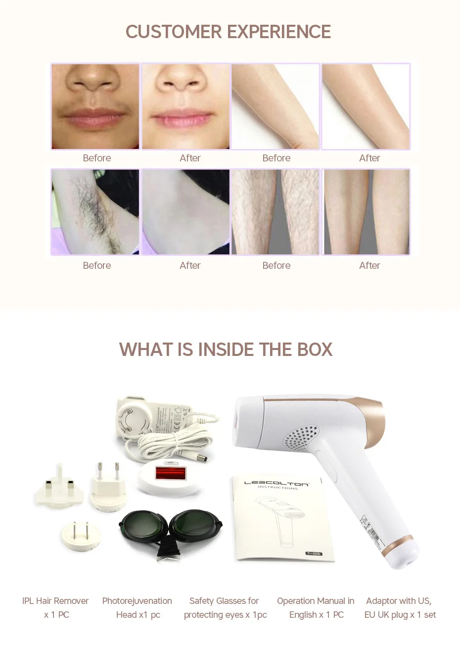 Lescolton 2in1 IPL Epilator Hair Removal LCD Display Machine T009i Laser Permanent Bikini Trimmer Electric Depilador a Laser