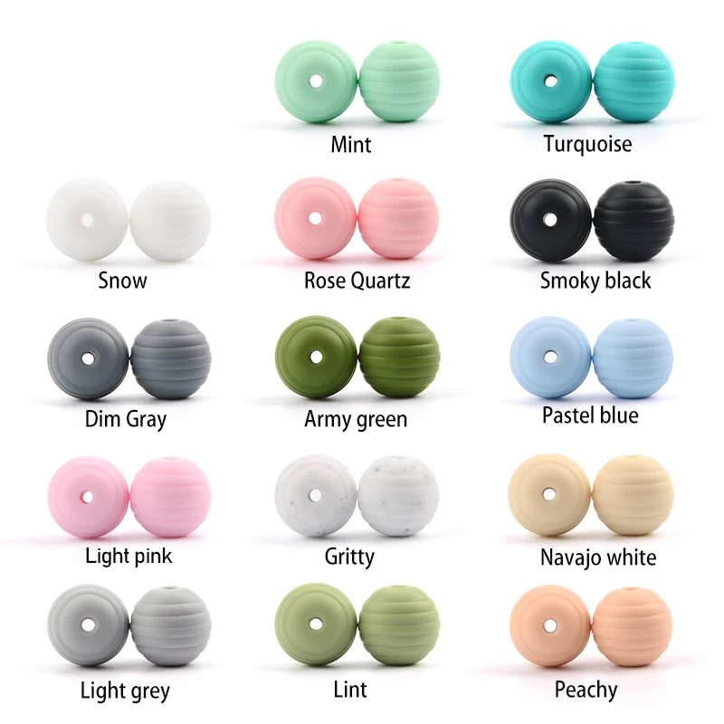 LOFCA 20pcs Beehive Silicone Beads Spiral Baby Teething Round Food Grade Beads 15mm DIY Threaded BPA Free Beads Baby Teethers