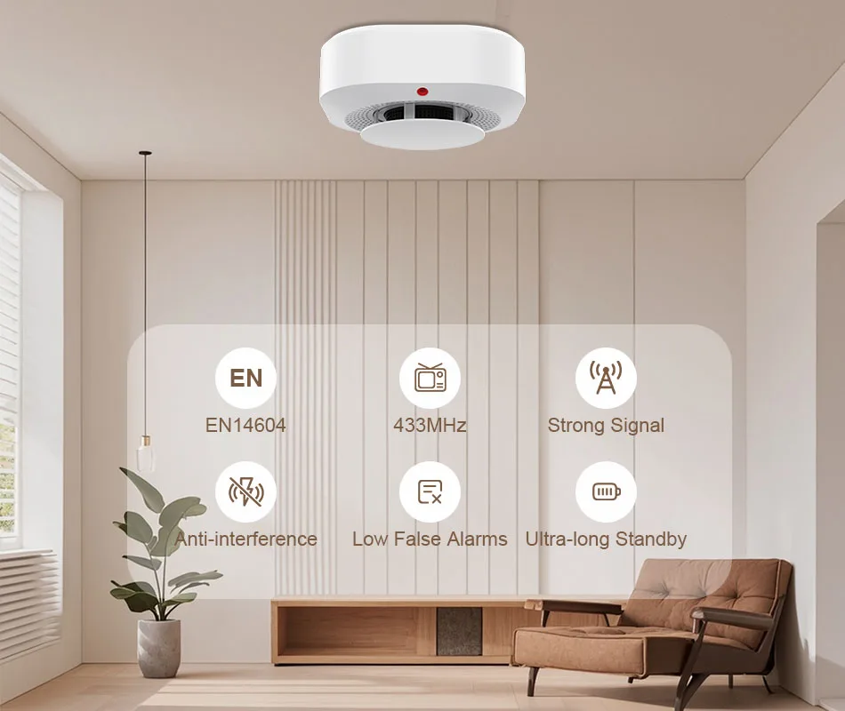 433MHz Wireless Fire Protection Smoke Alarm Sensor Alarm Detector For RF GSM Home Security Alarm Systems