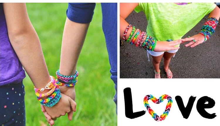 600pc DIY Toys Rubber Loom Bands Set Kid DIY Bracelet Silicone Rubber Bands Elastic Rainbow Weave Loom Bands Toy for Kids Goods