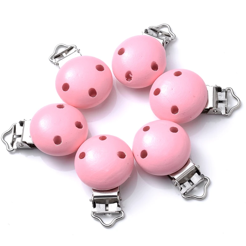 10Pcs Wood Clips Round Shaped Dummy Holder Baby Pacifier Clips DIY Teething Pacifier Chain Accessories BPA Free
