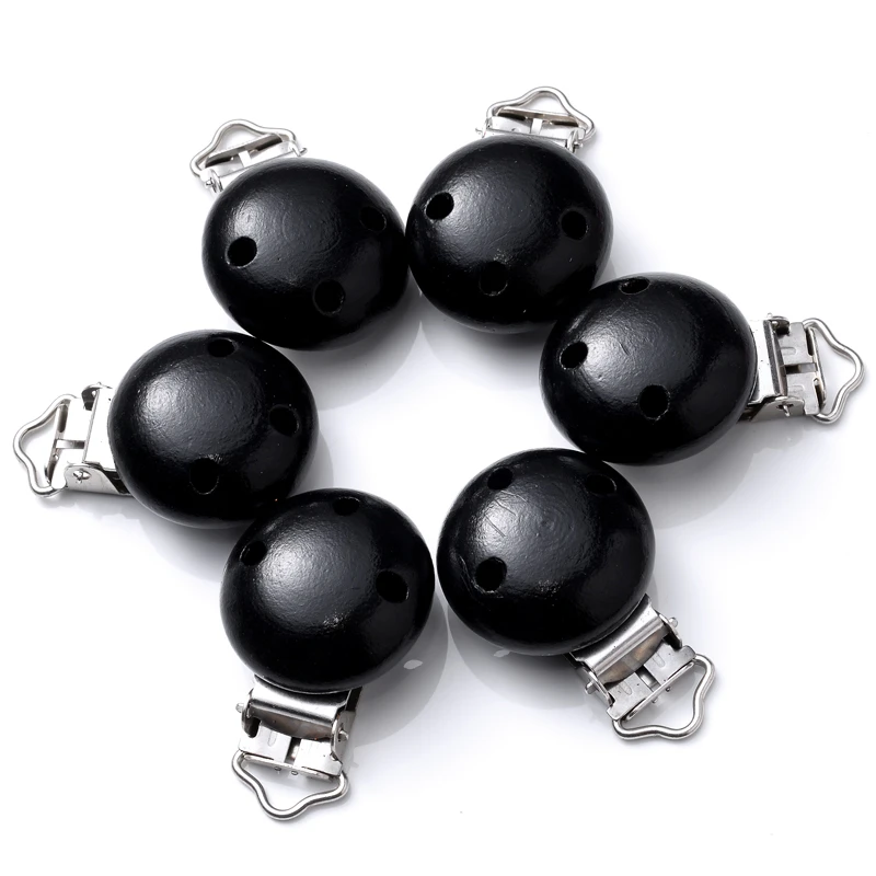 10Pcs Wood Clips Round Shaped Dummy Holder Baby Pacifier Clips DIY Teething Pacifier Chain Accessories BPA Free