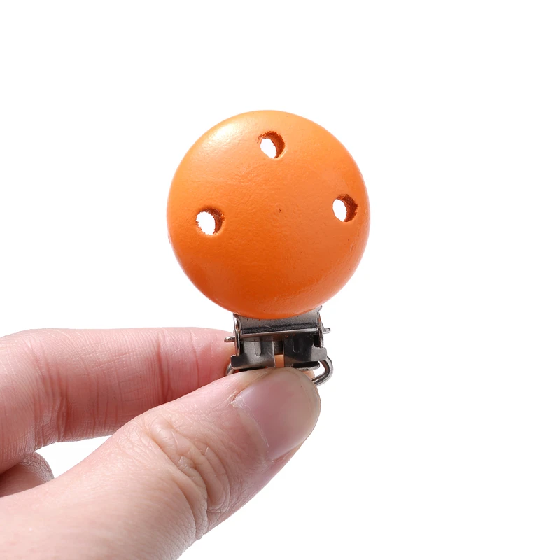 10Pcs Wood Clips Round Shaped Dummy Holder Baby Pacifier Clips DIY Teething Pacifier Chain Accessories BPA Free
