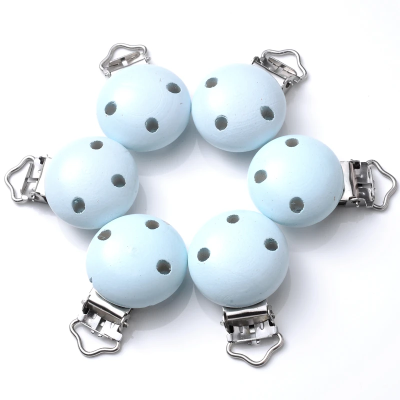 10Pcs Wood Clips Round Shaped Dummy Holder Baby Pacifier Clips DIY Teething Pacifier Chain Accessories BPA Free
